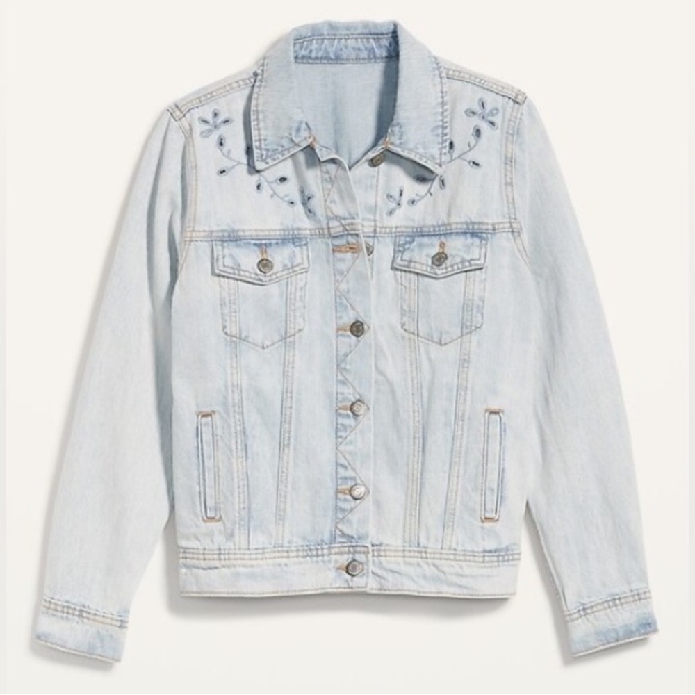 Old Navy Denim Jacket with Floral Embroidery